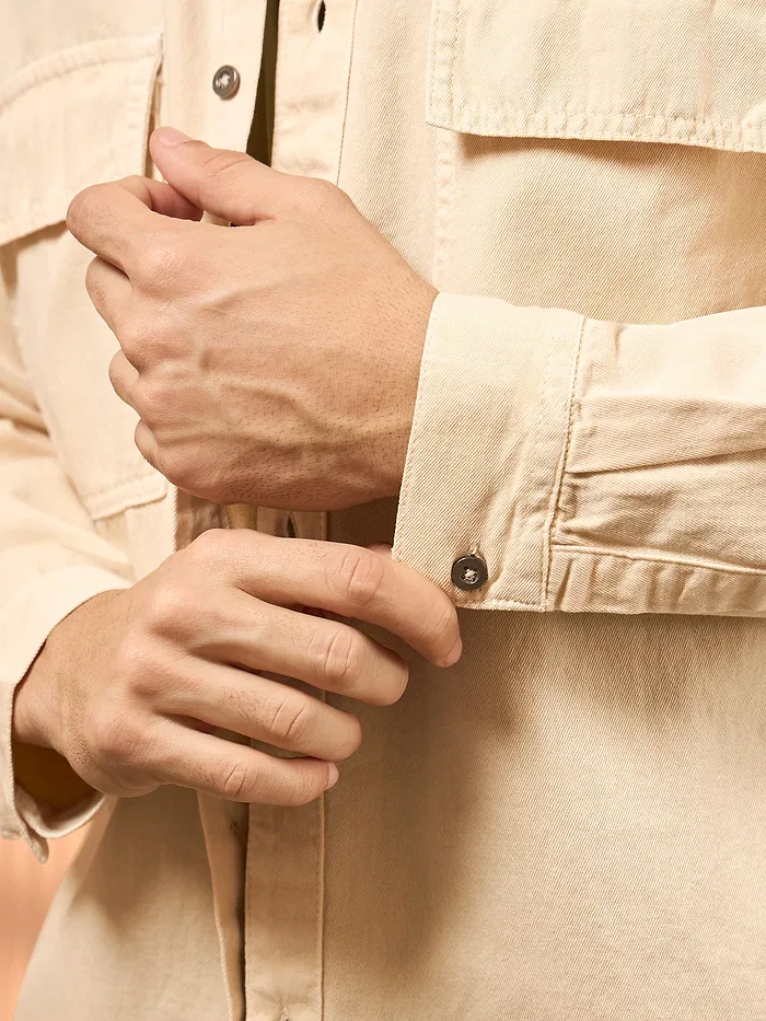 Cream Over Dyed Denim Shirt for Men