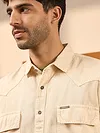Cream Over Dyed Denim Shirt for Men