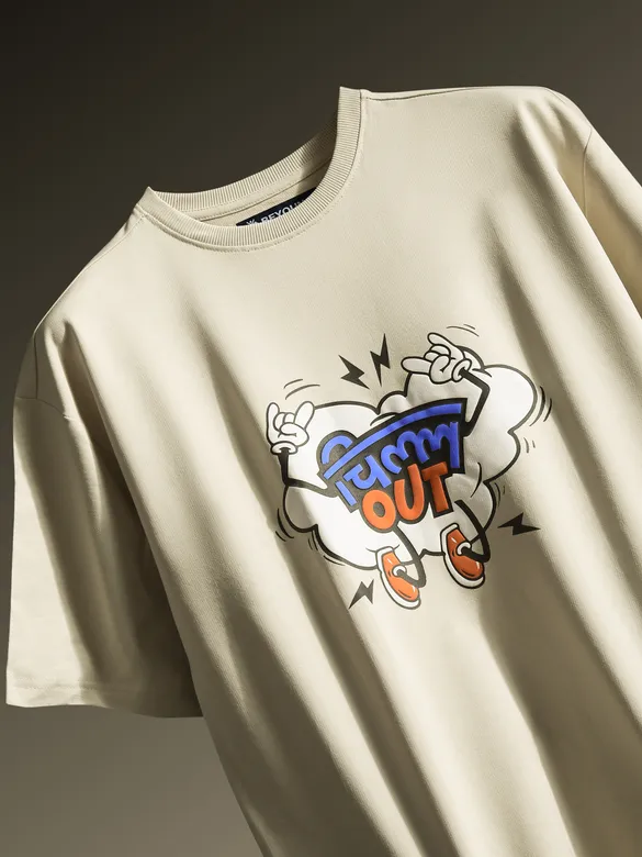 Cream Puff Printed Oversized T-shirt For Men