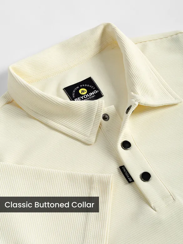 Cream Sporty Color Block Polo T-Shirt