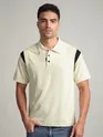 Cream Sporty Color Block Polo T-Shirt