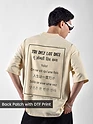  Cream YOLO Back Patch Print Oversized T-Shirt