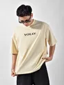  Cream YOLO Back Patch Print Oversized T-Shirt