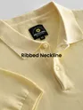 Daffodil Yellow Ribbed Collar Flat Knit Polo T-Shirt