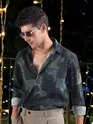 Dark Blue &amp; Grey Modern Abstract Printed Shirt