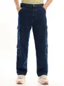 Dark Blue Denim Baggy Cargo Pants