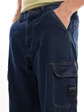 Dark Blue Denim Baggy Cargo Pants