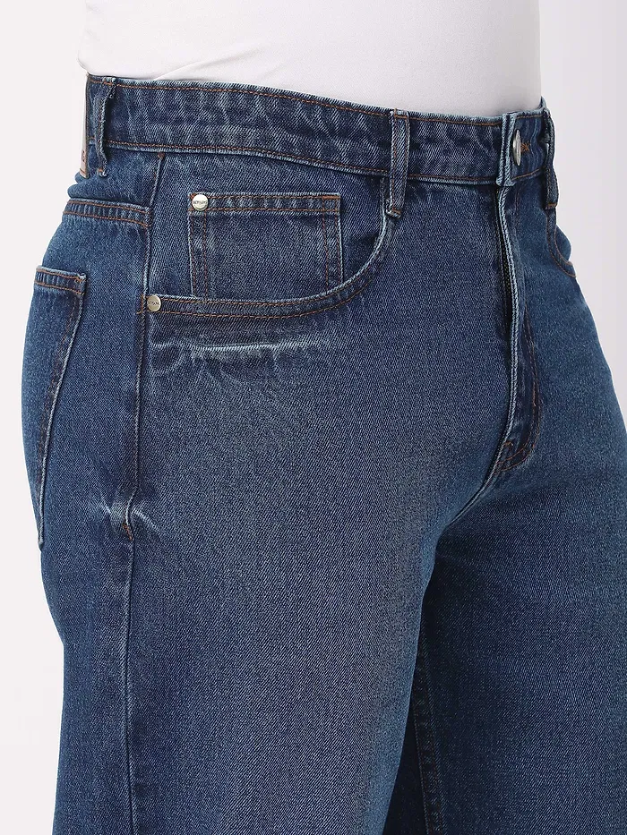 Dark Blue Faded Baggy Fit Jeans