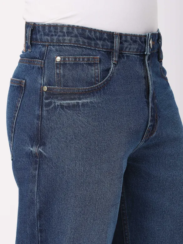 Dark Blue Faded Baggy Fit Jeans