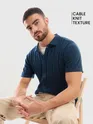 Dark Blue Knitted Shirt For Men