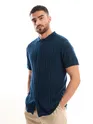 Dark Blue Knitted Shirt For Men