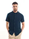 Dark Blue Knitted Shirt For Men