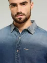 Dark Blue Ombre Denim Shirt For Men