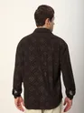 Dark Brown Abstract Structured Corduroy Shirt