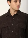 Dark Brown Abstract Structured Corduroy Shirt