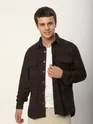 Dark Brown Abstract Structured Corduroy Shirt
