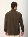 Dark Brown Tribal Textured Corduroy Shirt
