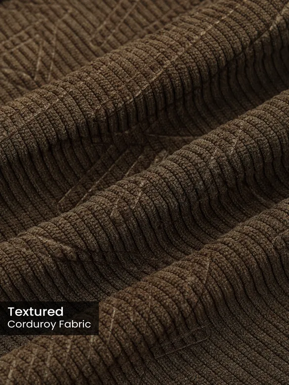 Dark Brown Tribal Textured Corduroy Shirt