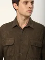 Dark Brown Tribal Textured Corduroy Shirt
