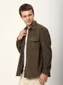 Dark Brown Tribal Textured Corduroy Shirt