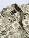 Dark Green and Beige Cotton Print Shacket