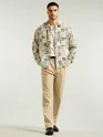 Dark Green and Beige Cotton Print Shacket
