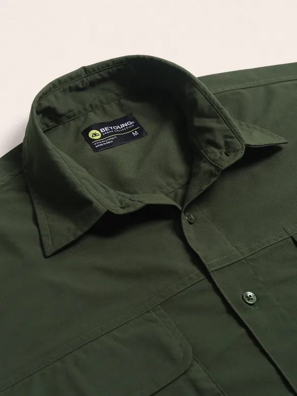 Dark Green Baggy Pocketed Shirt