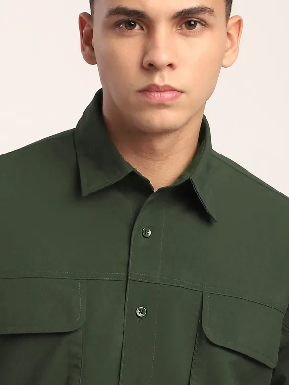 Dark Green Baggy Pocketed Shirt