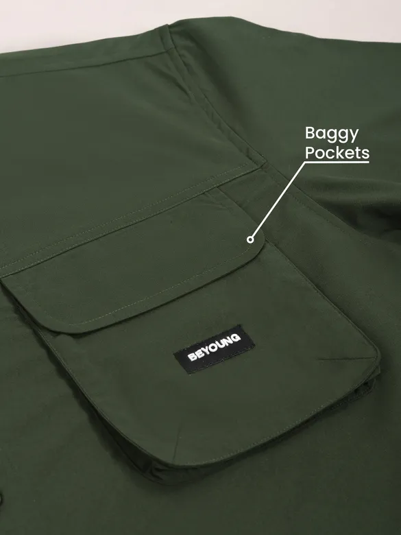 Dark Green Baggy Pocketed Shirt