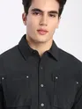 Dark Grey Corduroy Dual Pocket Shirt