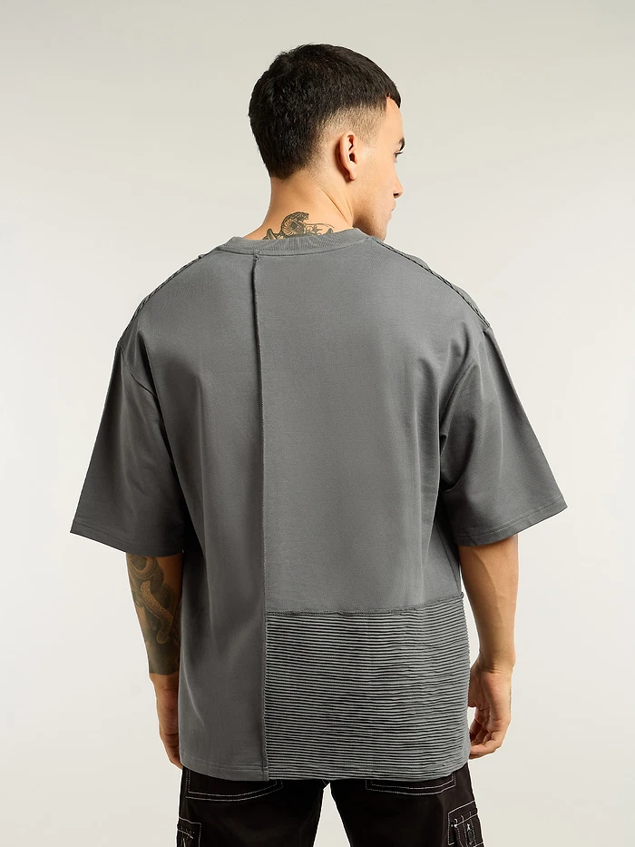 Dark Grey Cut And Sew Oversized T-Shirt