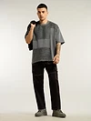 Dark Grey Cut And Sew Oversized T-Shirt