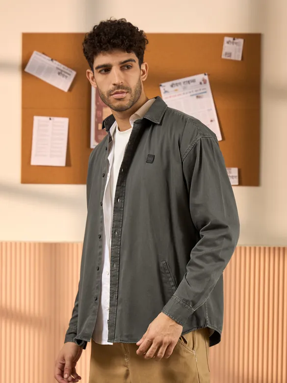 Dark Grey Dual Pocket Men?s Shirt