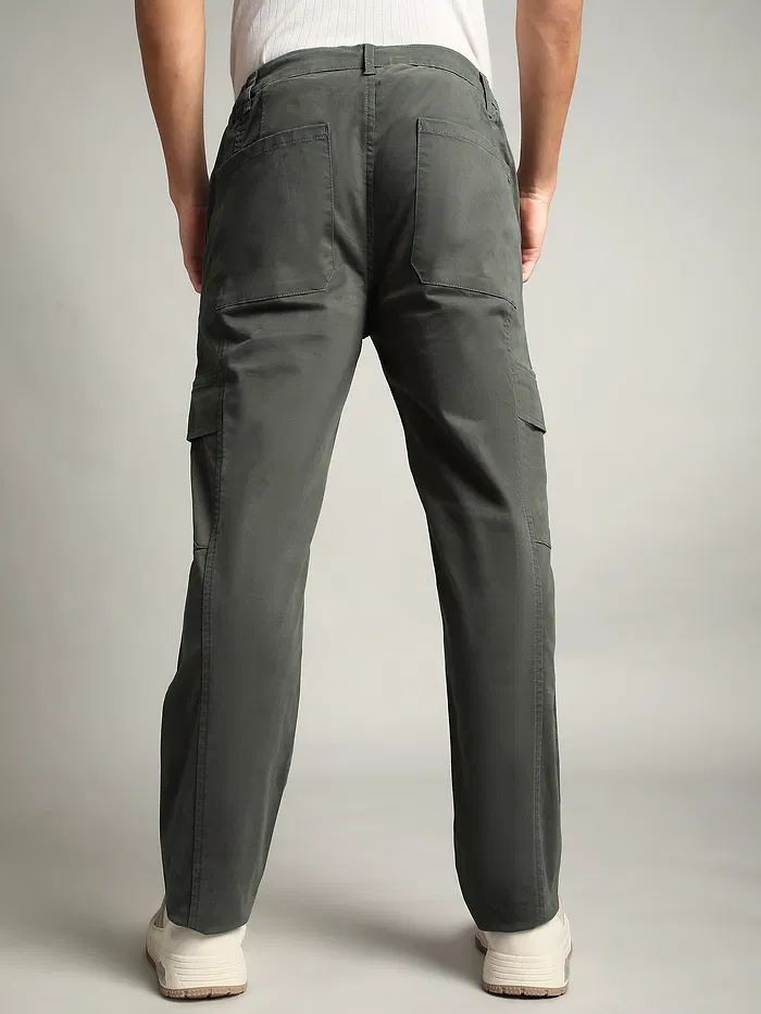 Dark Grey Elasticated Cut and Sew Cargo Pants