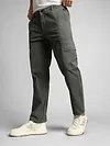 Dark Grey Elasticated Cut and Sew Cargo Pants