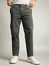 Dark Grey Elasticated Cut and Sew Cargo Pants