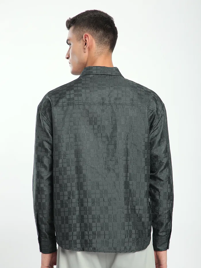 Dark Grey Jacquard Cuban Shirt
