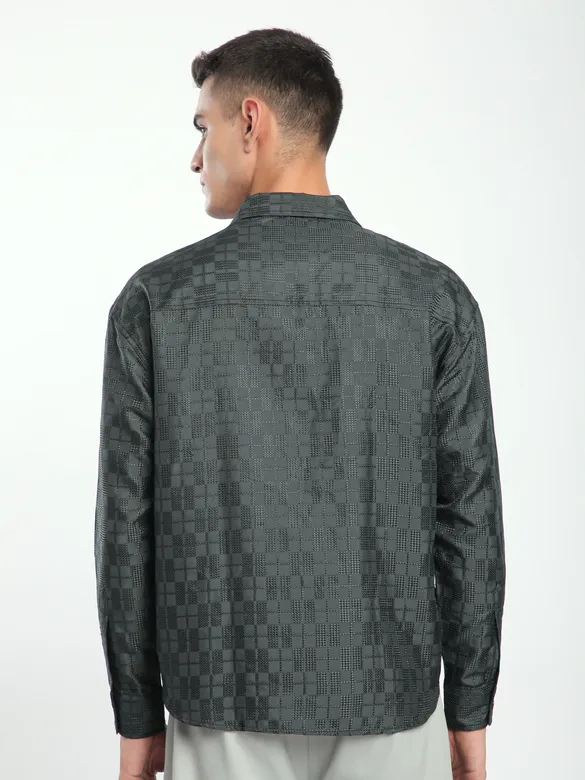 Dark Grey Jacquard Cuban Shirt