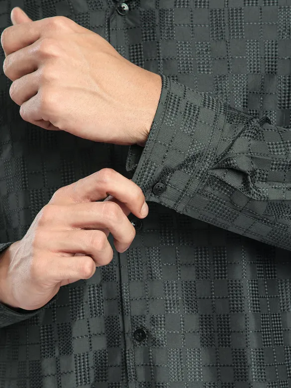 Dark Grey Jacquard Cuban Shirt