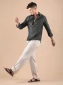 Dark Grey Textured Check Shirt