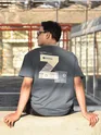 Dark Grey Z Embroidered Patch Oversized T-Shirt