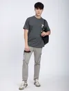 Dark Grey Z Embroidered Patch Oversized T-Shirt