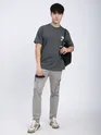 Dark Grey Z Embroidered Patch Oversized T-Shirt