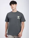 Dark Grey Z Embroidered Patch Oversized T-Shirt