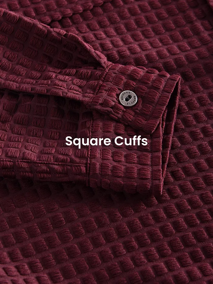Dark Maroon Bubble Textured Shacket