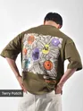 Dark Tan Blooming Puff Printed Oversized T-Shirt