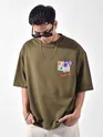Dark Tan Blooming Puff Printed Oversized T-Shirt