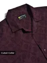 Dark Violet Cutwork Jacquard Cuban Shirt