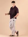 Dark Violet Cutwork Jacquard Cuban Shirt