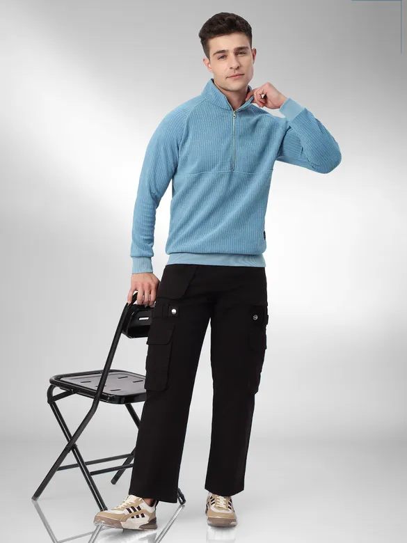 Dove Blue Zipper Sweatshirt